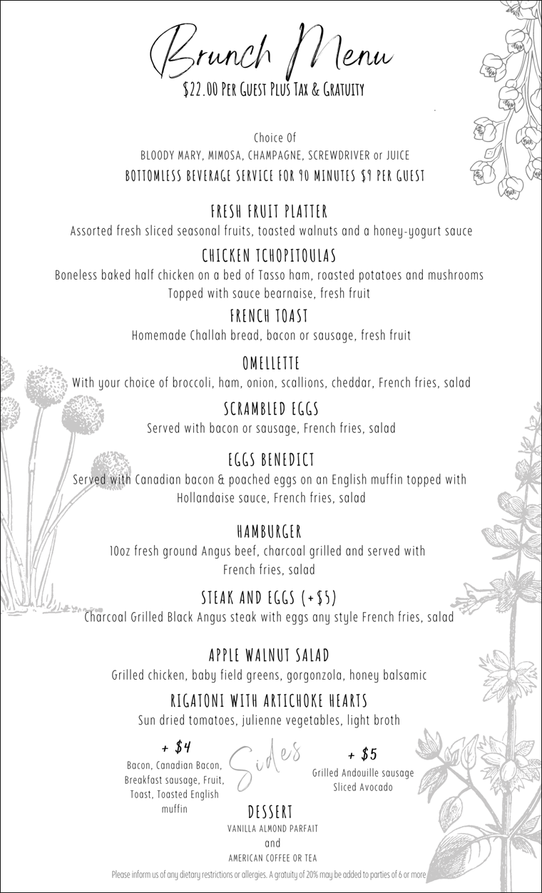 Crabtrees Restaurant Brunch Menu